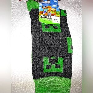 MINECRAFT MENS Crew Socks Size 6-12 UNISEX Black Green NEW 1 pair